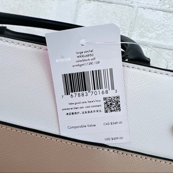 Kate Spade Staci Warm Beige Colorblock Large Satchel Crossbody - Picture 11 of 11